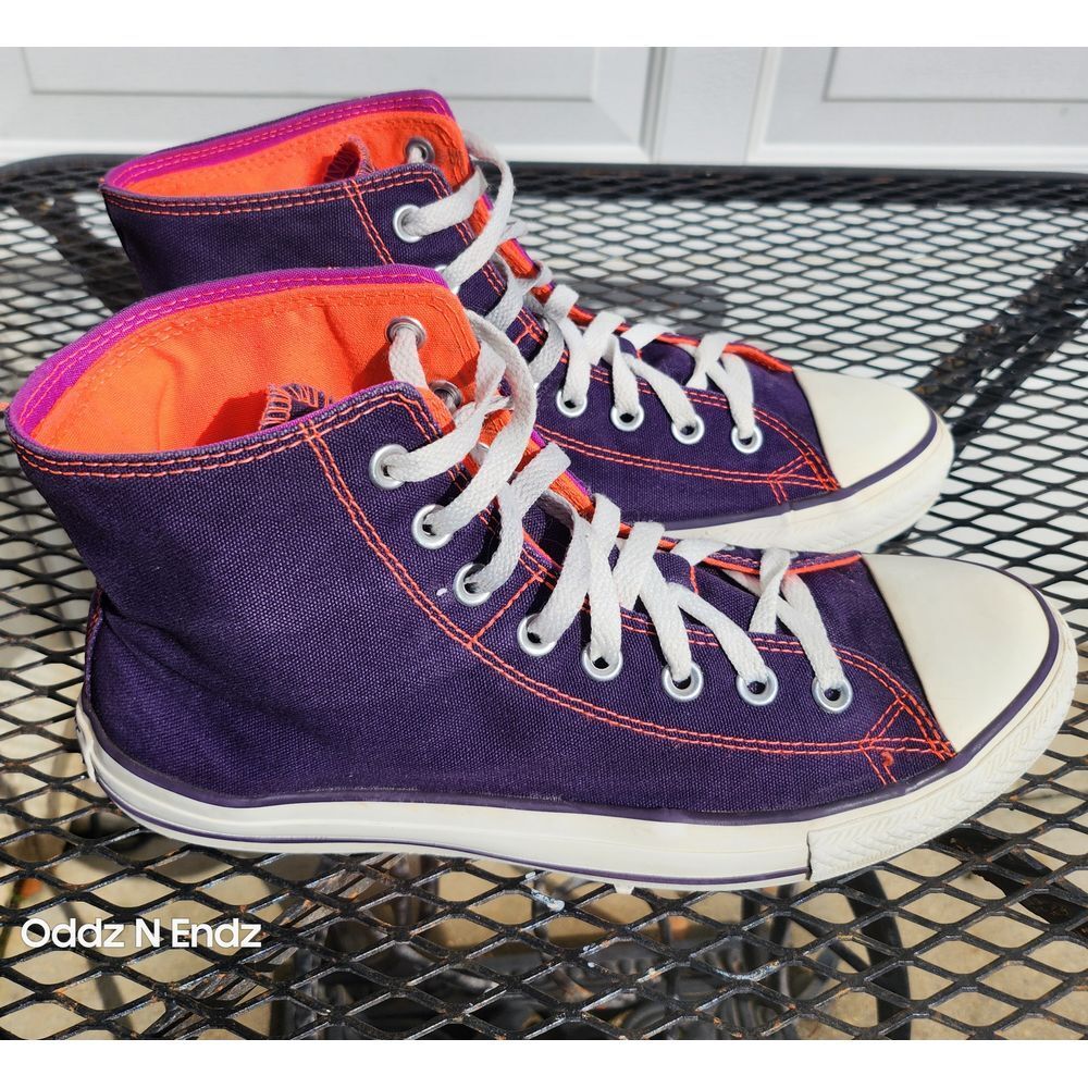 Converse Chuck Taylor All Star High Top Purple Orange Canvas Sneakers Women US11 - Picture 3 of 15